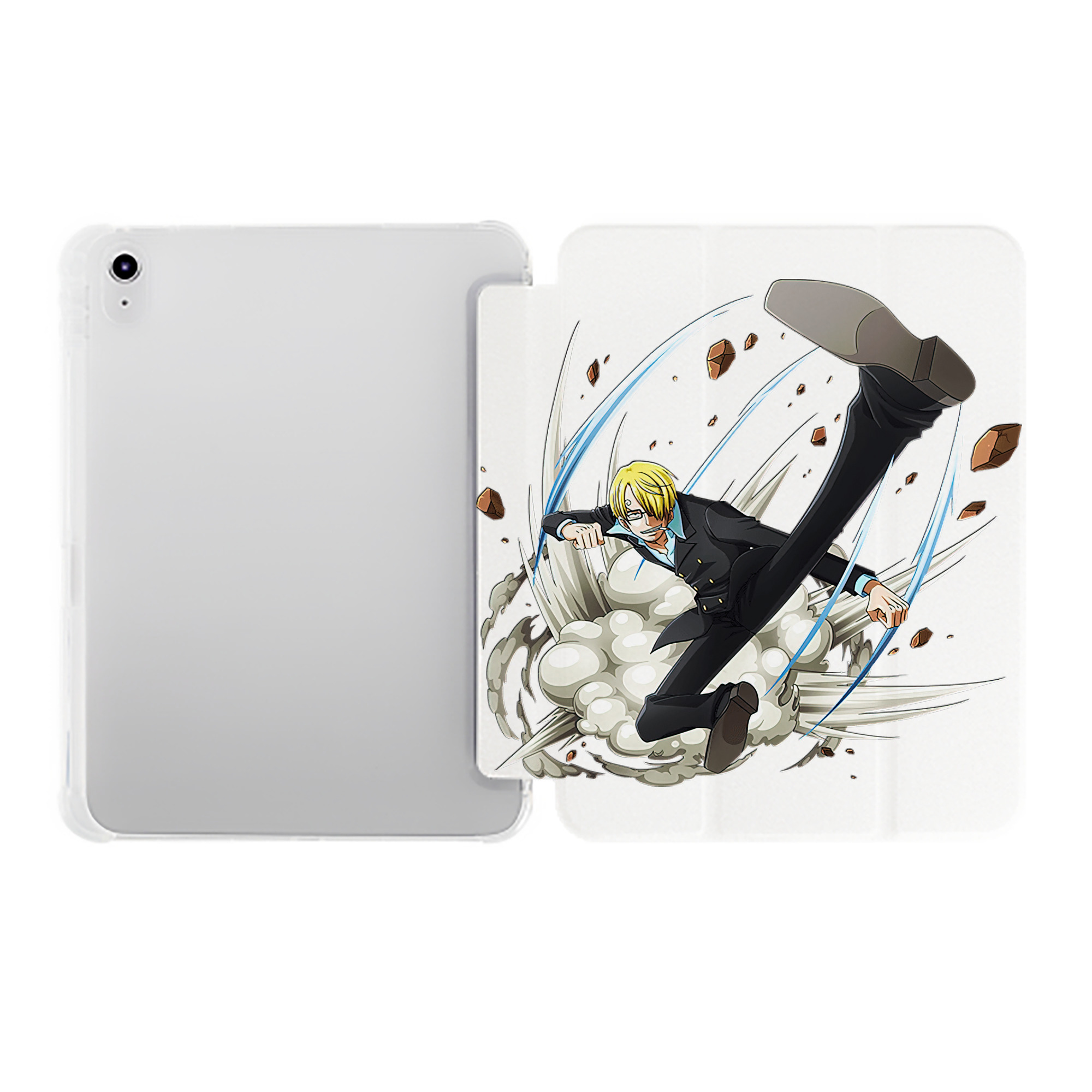 （画像用） ワンピース サンジ ONE PIECE Sanji IPad ケース ペン収納付き 三つ折りスタンド PUレザー×シリコン 対応機種9.5/10.5/10.9インチ